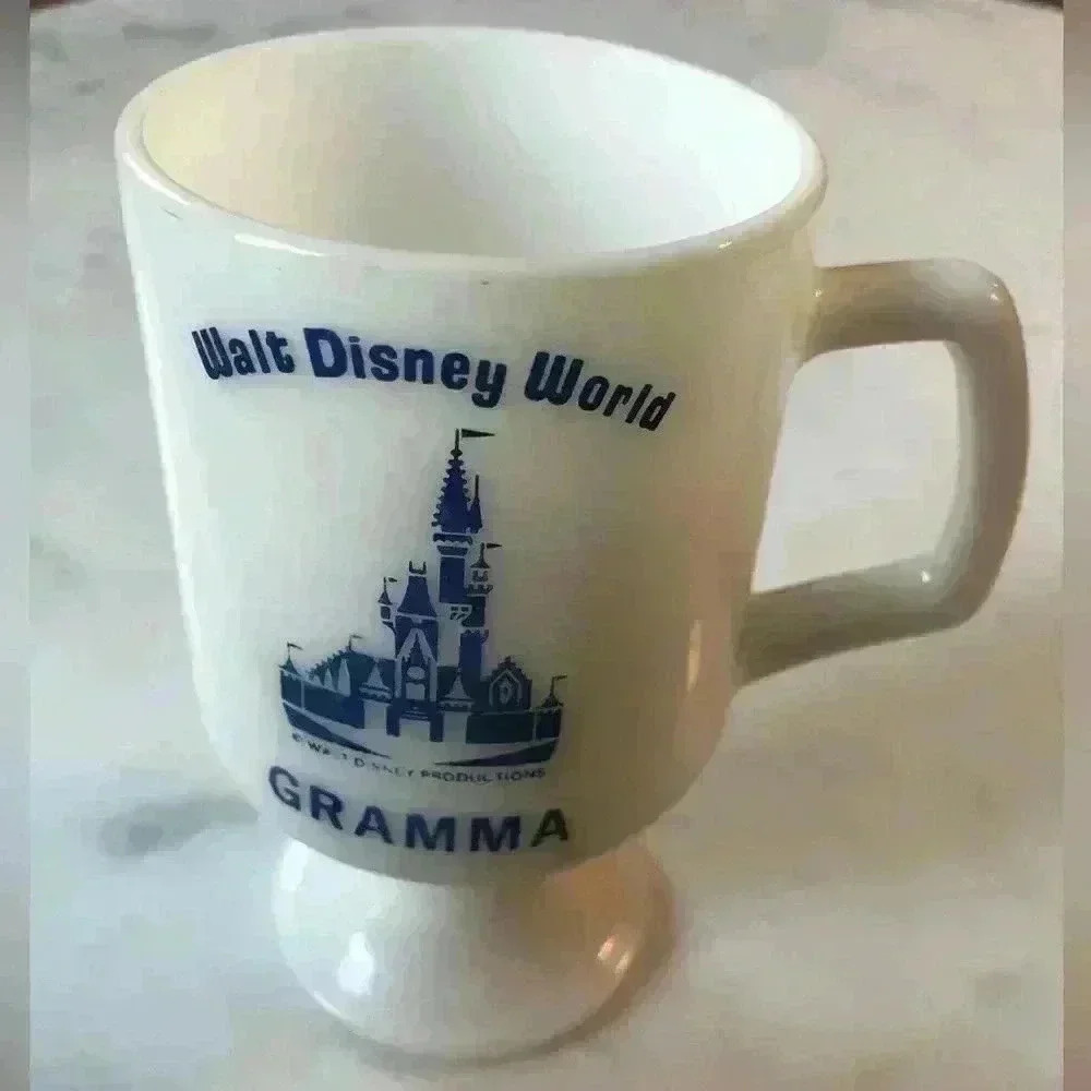 Vintage Walt Disney World collectible milk glass souvenir mug “gramma”
